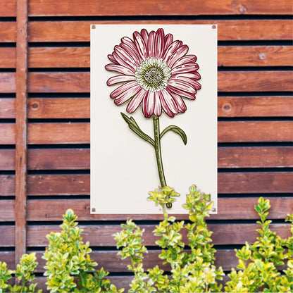 Gedetailleerde aquarel bloem met bladeren tuinposter