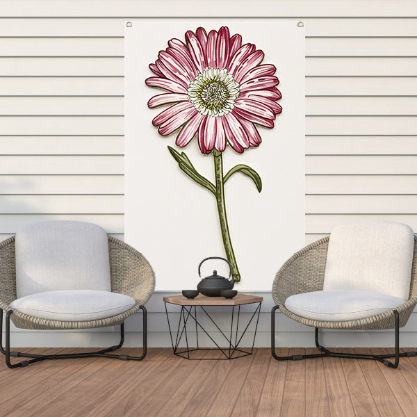 Gedetailleerde aquarel bloem met bladeren tuinposter