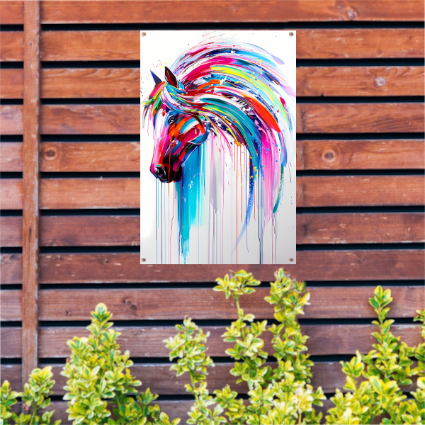 Abstract kleurrijk paardenschilderij voor moderne interieurs tuinposter