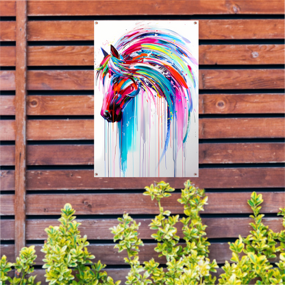 Abstract kleurrijk paardenschilderij voor moderne interieurs tuinposter
