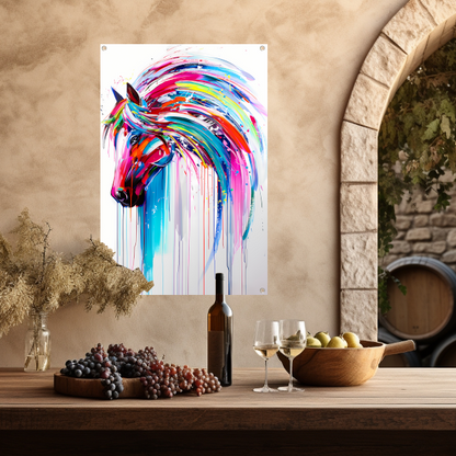 Abstract kleurrijk paardenschilderij voor moderne interieurs tuinposter