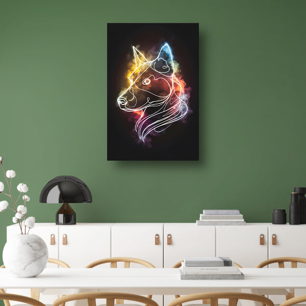 Wolf Silhouet met Abstract Kleurenspectrum canvas