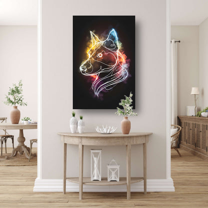 Wolf Silhouet met Abstract Kleurenspectrum canvas