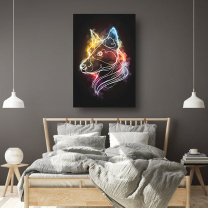 Wolf Silhouet met Abstract Kleurenspectrum canvas