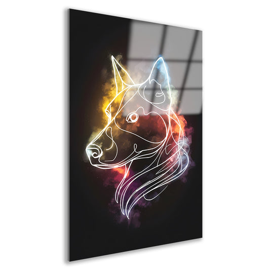 Wolf Silhouet met Abstract Kleurenspectrum acrylglas