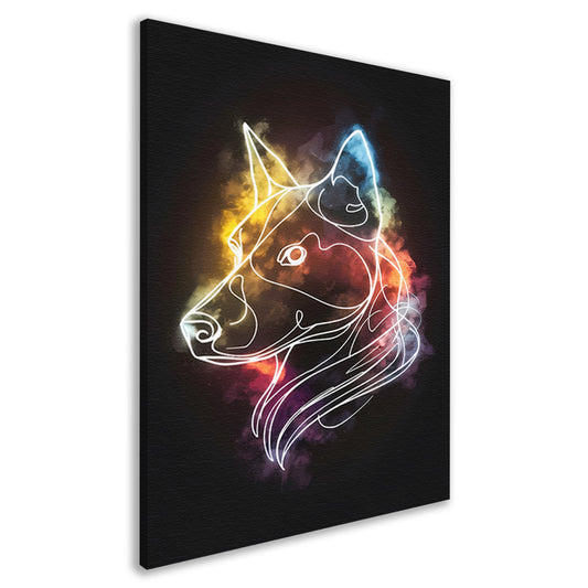 Wolf Silhouet met Abstract Kleurenspectrum canvas