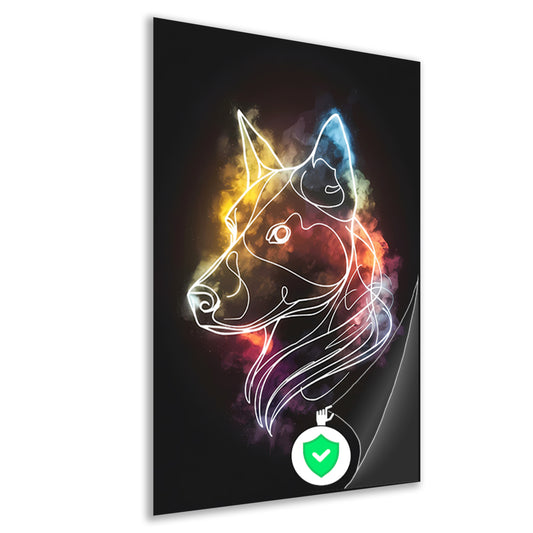 Wolf Silhouet met Abstract Kleurenspectrum poster