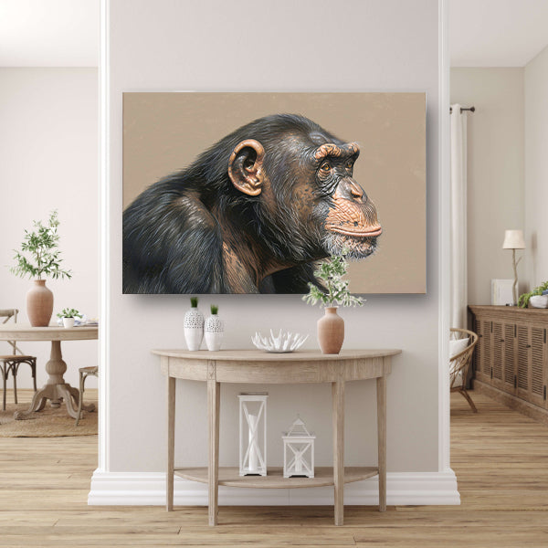 Gedetailleerde realistische aquarel van een aap canvas met baklijst