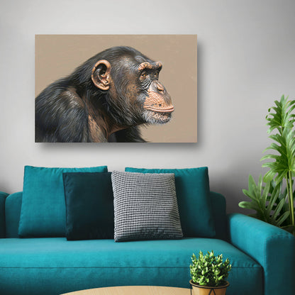 Gedetailleerde realistische aquarel van een aap canvas