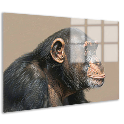 Gedetailleerde realistische aquarel van een aap acrylglas