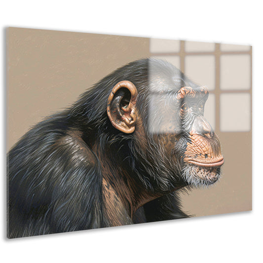 Gedetailleerde realistische aquarel van een aap acrylglas