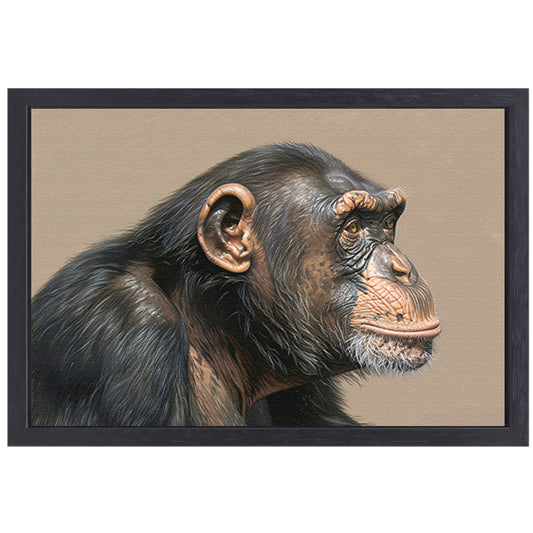 Gedetailleerde realistische aquarel van een aap canvas met baklijst