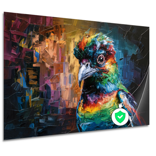 Explosie van Kleur in Abstracte Vogel poster