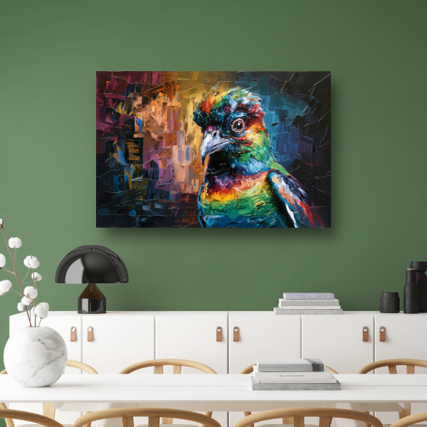 Explosie van Kleur in Abstracte Vogel poster