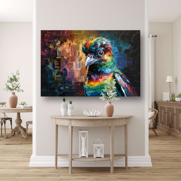 Explosie van Kleur in Abstracte Vogel poster