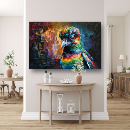 Explosie van Kleur in Abstracte Vogel poster