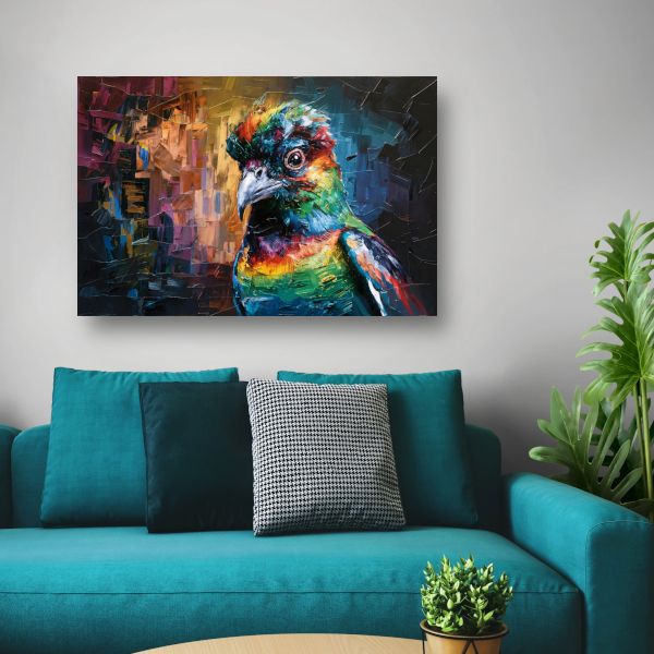 Explosie van Kleur in Abstracte Vogel poster