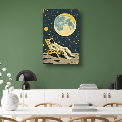Ontspannen astronaut onder een volle maan   canvas