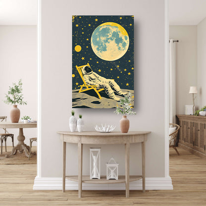 Ontspannen astronaut onder een volle maan   acrylglas