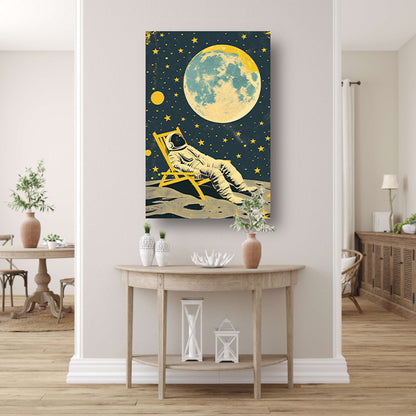 Ontspannen astronaut onder een volle maan   canvas
