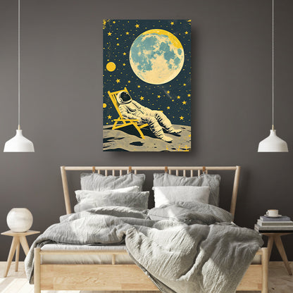 Ontspannen astronaut onder een volle maan   canvas