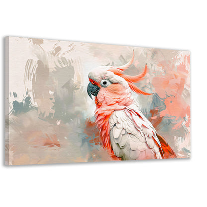 Surrealistische kleurrijke papegaai op abstracte achtergrond canvas