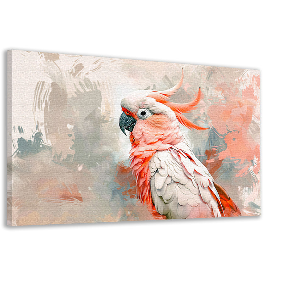 Surrealistische kleurrijke papegaai op abstracte achtergrond canvas