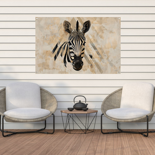 Abstracte Zebra in Geometrische Harmonie tuinposter