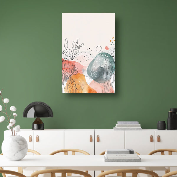 Moderne abstracte kunst met aquarel en lijntekeningen poster