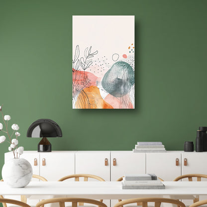 Moderne abstracte kunst met aquarel en lijntekeningen poster