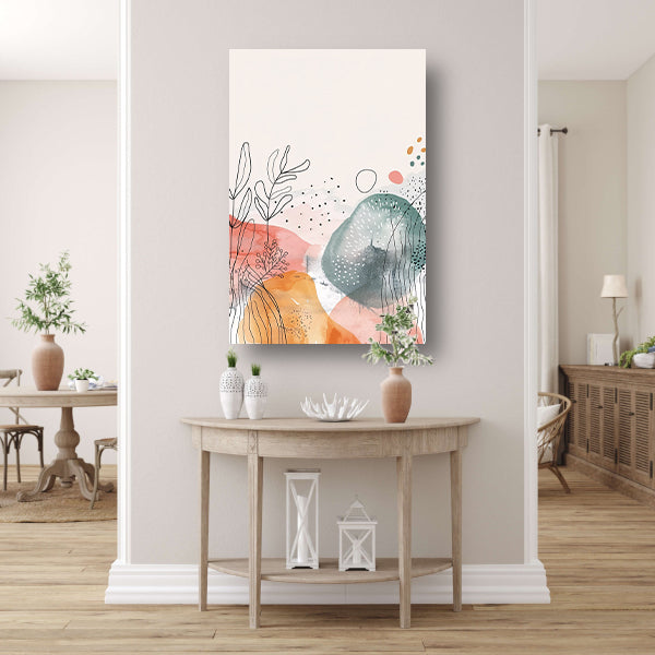 Moderne abstracte kunst met aquarel en lijntekeningen poster