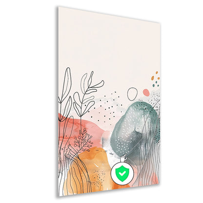 Moderne abstracte kunst met aquarel en lijntekeningen poster