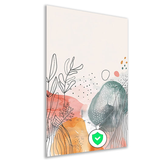 Moderne abstracte kunst met aquarel en lijntekeningen poster