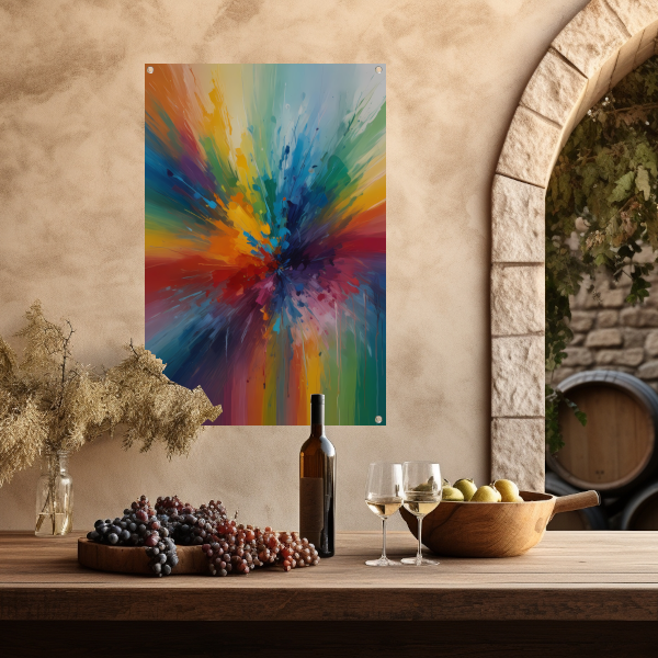 Dynamische Kleurexplosie in Abstracte Kunst tuinposter