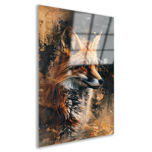Mysterieuze vos in dynamische rustieke stijl acrylglas