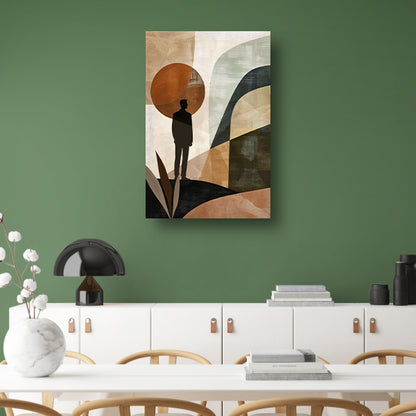 Gestileerde man tegen geometrische pastel achtergrond canvas