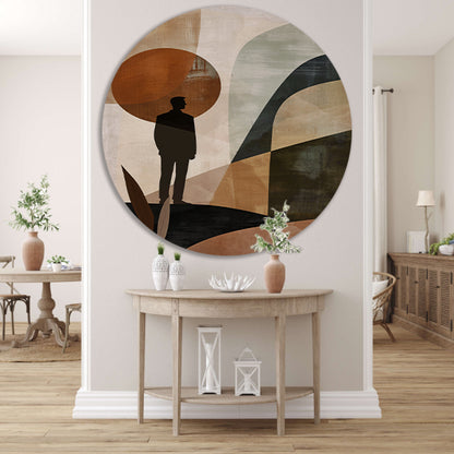 Gestileerde man tegen geometrische pastel achtergrond aluminium muurcirkel