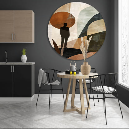 Gestileerde man tegen geometrische pastel achtergrond aluminium muurcirkel