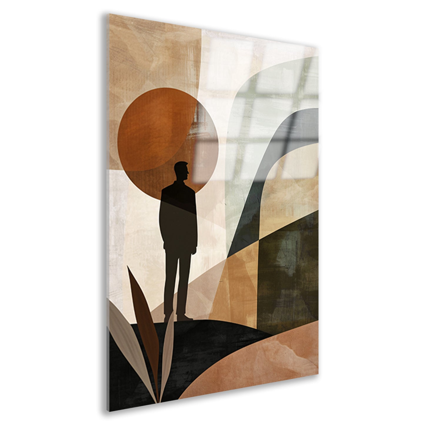 Gestileerde man tegen geometrische pastel achtergrond acrylglas