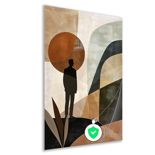 Gestileerde man tegen geometrische pastel achtergrond poster