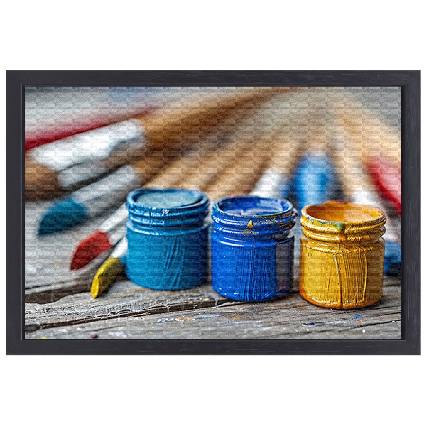 Abstract potten en kwasten canvas met baklijst