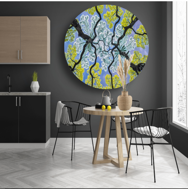Impressionistische Bomen aluminium muurcirkel