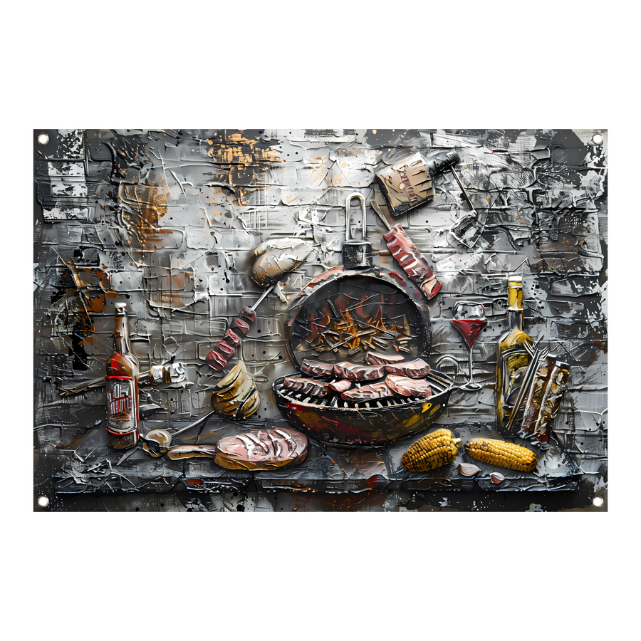 Barbecue in de tuin tuinposter