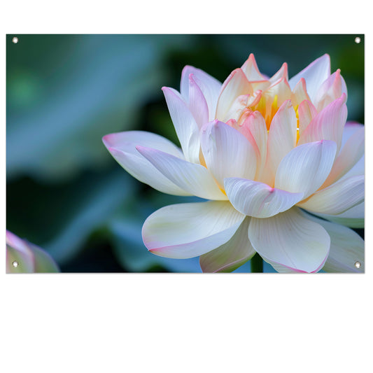 Prachtige close-up van een bloeiende lotus tuinposter