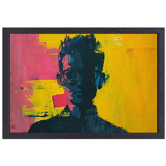Abstract portret van een man canvas met baklijst