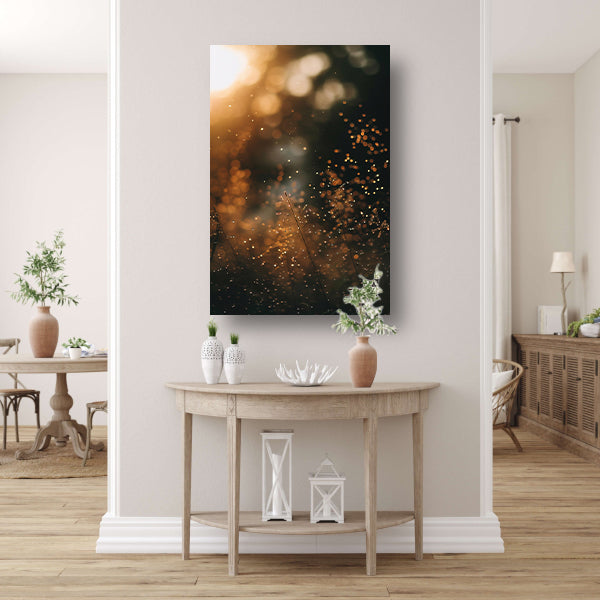 Glinsterende dauwdruppels op grassprieten poster