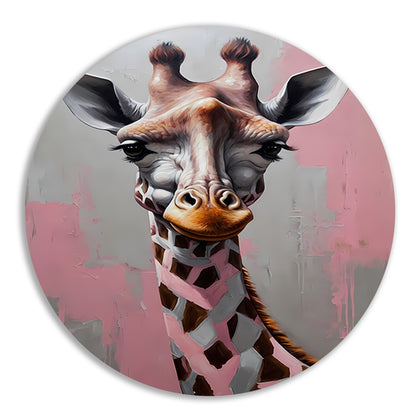 De Denkende Giraffe in Moderne Kunst aluminium muurcirkel