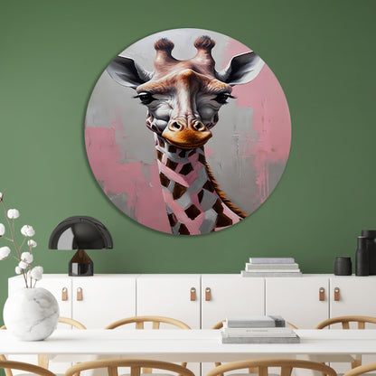 De Denkende Giraffe in Moderne Kunst aluminium muurcirkel