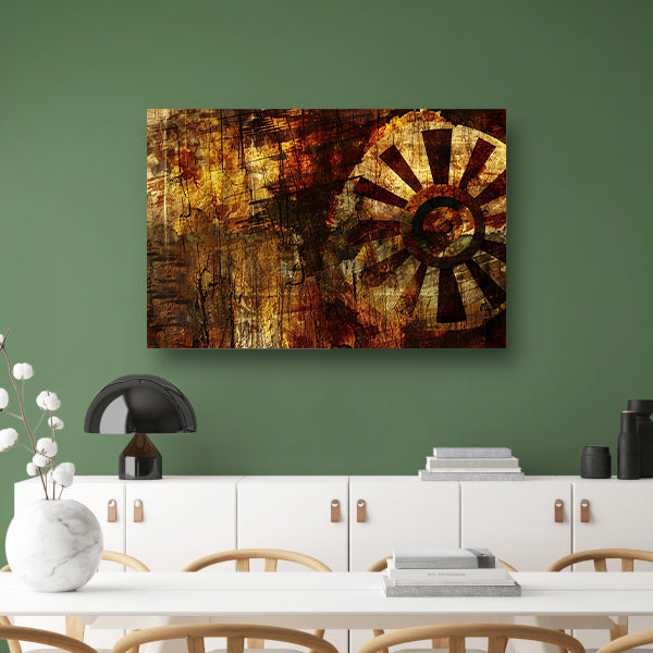 Abstract wiel met verweerde texturen   canvas