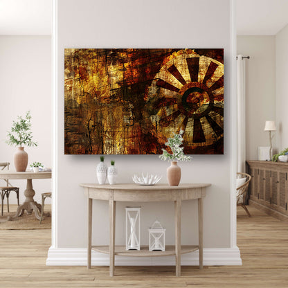 Abstract wiel met verweerde texturen   canvas